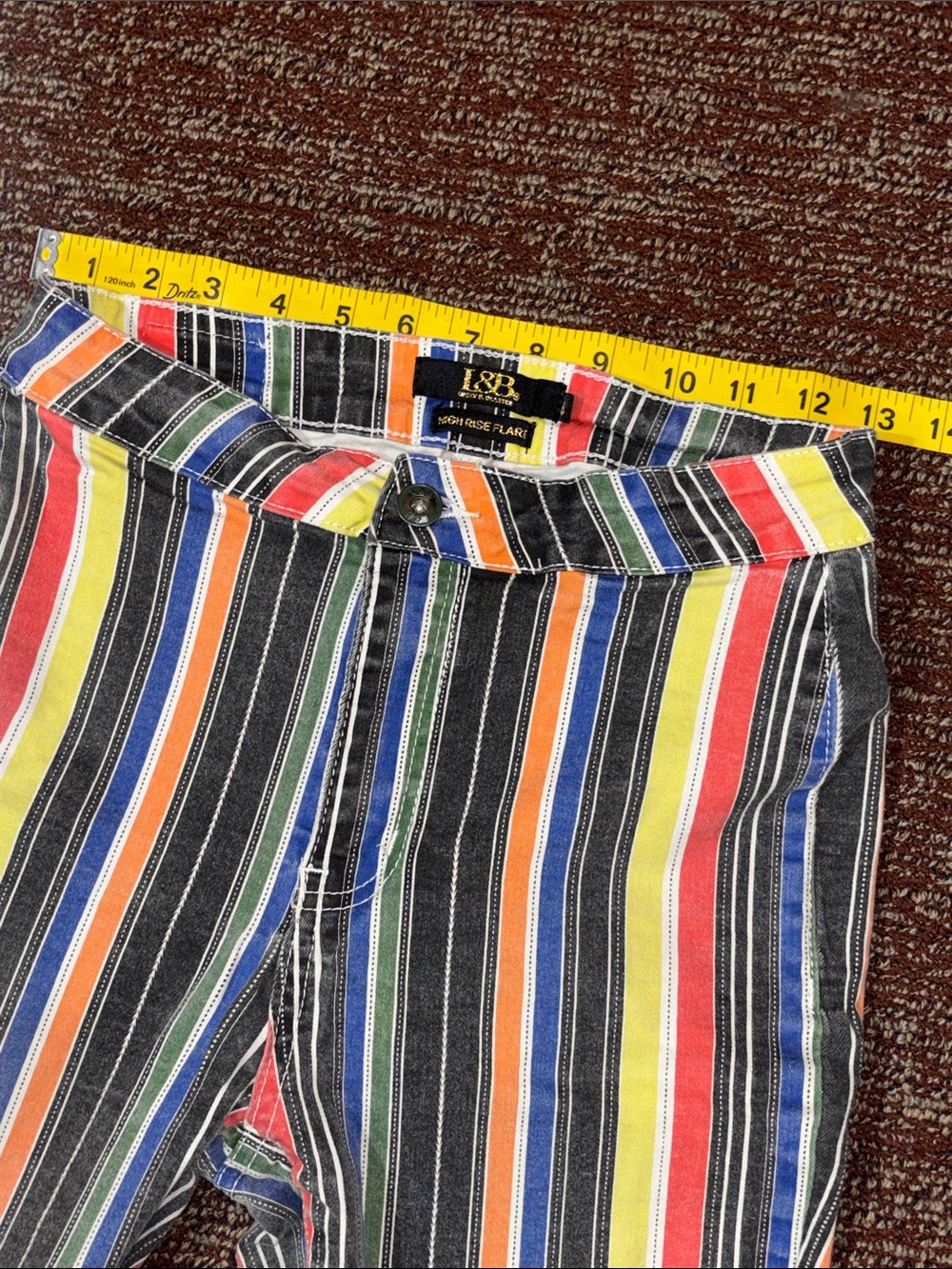Lucky & Blessed striped multicolor bell bottom jeans western cowgirl big bell 6 - Picture 15 of 16